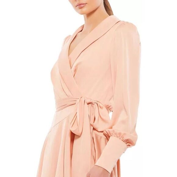 Ieena for MAC DUGGAL Women's Short Wrap Dress in Salmon NWOT Size 8 - Picture 4 of 8